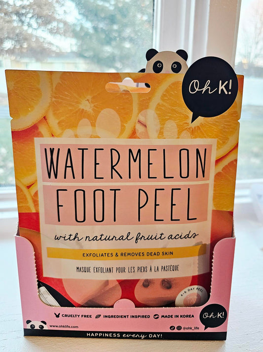Oh K! Watermelon Foot Peel + 2 The Creme Shop Foot Repair Masks | Peppermint & Tea Tree Oil [3 Pack Bundle]