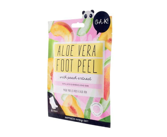 Oh K! Aloe Vera Jelly Foot Peel with Peach Extract + 2 The Creme Shop Foot Repair Masks | Peppermint & Tea Tree Oil [3 Pack Bundle]
