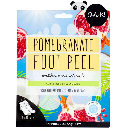 Oh K! Pomegranate & Coconut Oil Peeling Foot Mask + 2 The Creme Shop Foot Repair Masks | Peppermint & Tea Tree Oil [3 Pack Bundle]