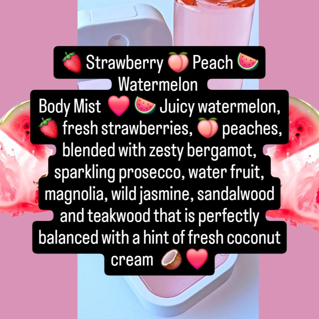 Strawberry Peach Watermelon Perfume Body Mist 4 oz Full Size